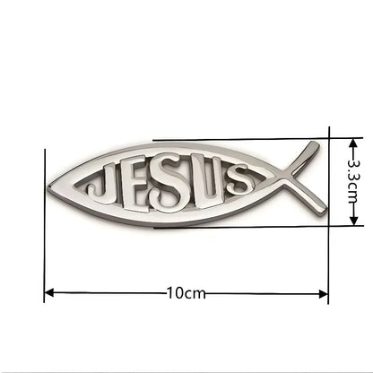 3D Metal Jesus Fish Car Badge – Durable Christian Emblem