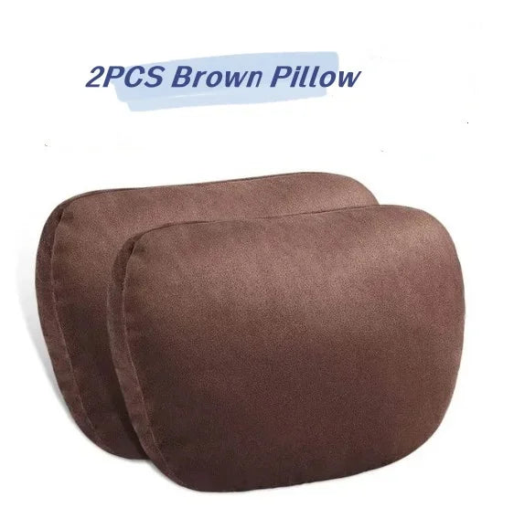 Memory Foam Car Neck Pillow – Universal Ergonomic Headrest 2PCS Brown Pillow – Car Accessories | MotorWorld Marketplace