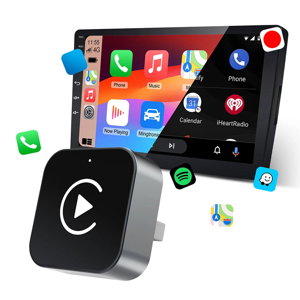 2-in-1 Wireless CarPlay & Android Auto Adapter, Plug & Play