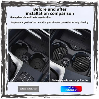 Carbon Fiber Cup Holder Mat Anti-Slip for Jaguar