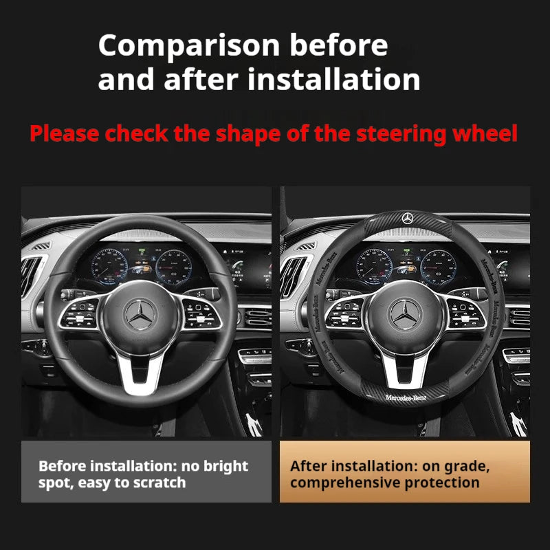 Mercedes-Benz Carbon Fiber Leather Steering Wheel Cover AntiSlip
