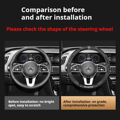 Mercedes-Benz Carbon Fiber Leather Steering Wheel Cover AntiSlip