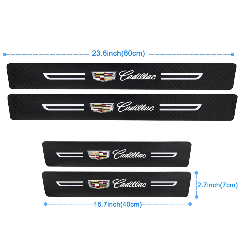 (NOT SOLD TO USA) Carbon Fiber Door Sill Protector for Cadillac | Scratch Guard 4pcs – Car Accessories | MotorWorld Marketplace