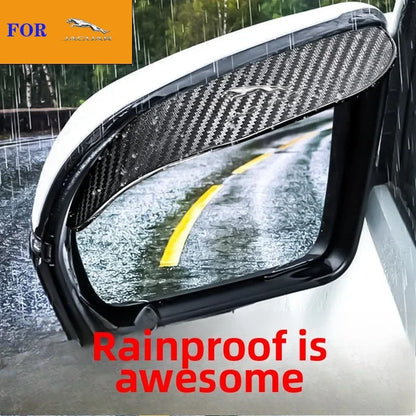 2Pcs Carbon Fiber Mirror Eyebrow Rain Cover for Jaguar
