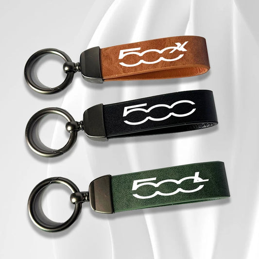 Vintage Leather Keychain for Fiat 500/500x/500L/Abarth