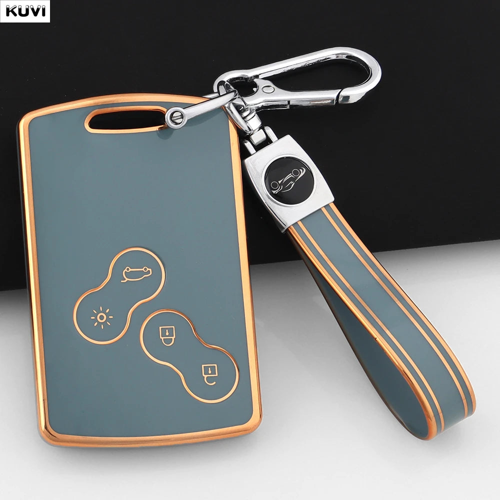 Golden TPU Smart Key Case for Renault Clio/Megane/Koleos