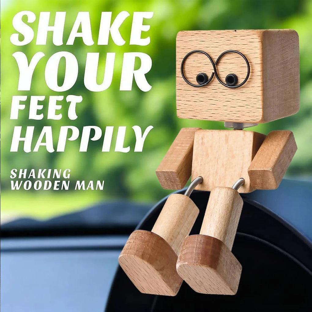 Handmade Shaking Wooden Man - Pro Car Dashboard Xmas Decor