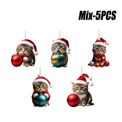 10PCS Cartoon Cat Car Pendants – Pro Interior Xmas Decor Set