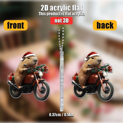 2D Capybara Motorcycle Ornament – Auto & Home Xmas Decor