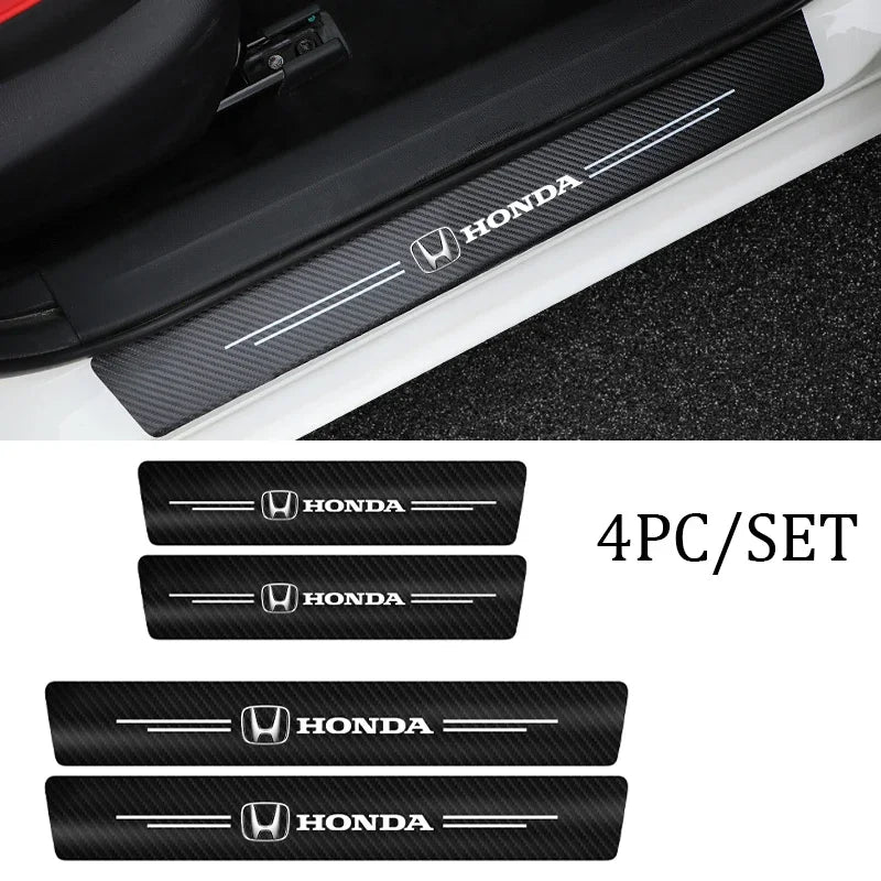 4Pcs Carbon Fiber Door Sill Protectors for Honda Models