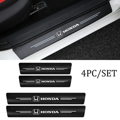 4Pcs Carbon Fiber Door Sill Protectors for Honda Models