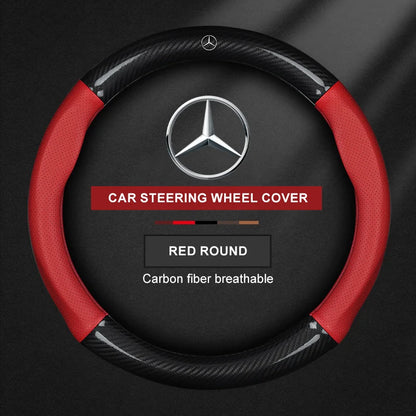Carbon Fiber Leather Steering Wheel Cover for Mercedes-Benz