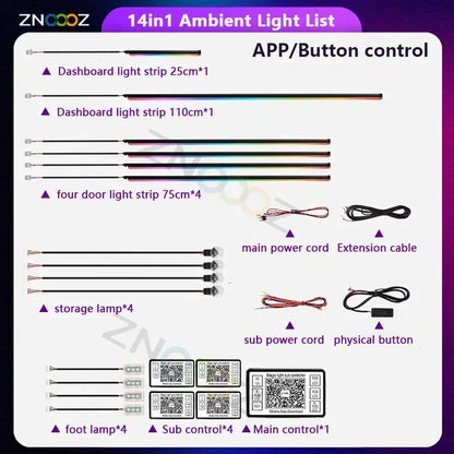 For Bentley Flying Spur 3Y/4N RGB 22in1 Ambient Light Kit