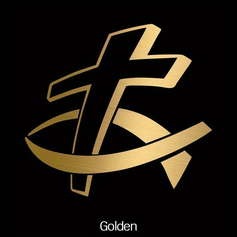 Christian Fish Cross Car Sticker – Waterproof Auto Decal