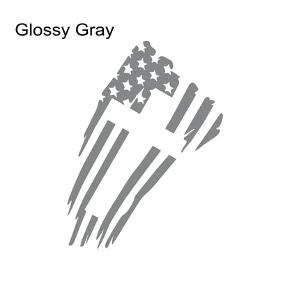USA Flag Cross Vinyl Decal – Christian Car & Truck Sticker Glossy Gray – Car Accessories | MotorWorld Marketplace