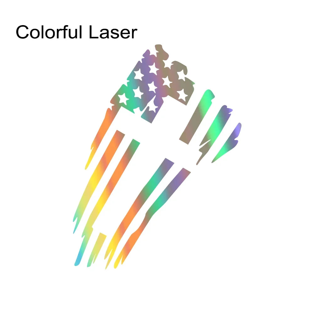 USA Flag Cross Vinyl Decal – Christian Car & Truck Sticker Colorful Laser – Car Accessories | MotorWorld Marketplace