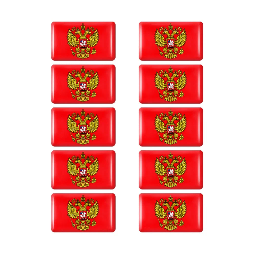 10pcs Epoxy Flag Badge Decals UAE, NL, RU, BR, IT, TH