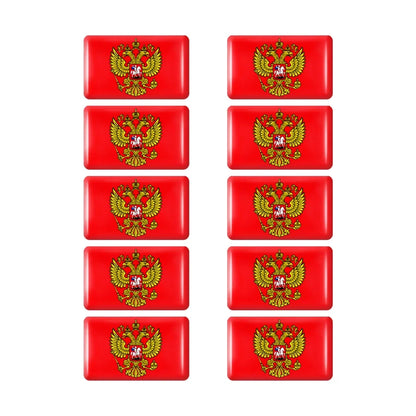 10pcs Epoxy Flag Badge Decals UAE, NL, RU, BR, IT, TH