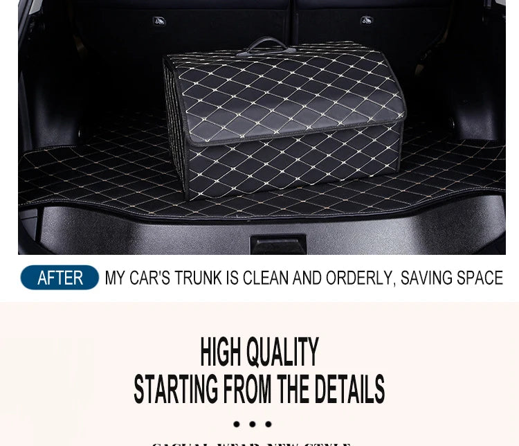 Boîte de rangement pour coffre de voiture en cuir de qualité supérieure, grande capacité
