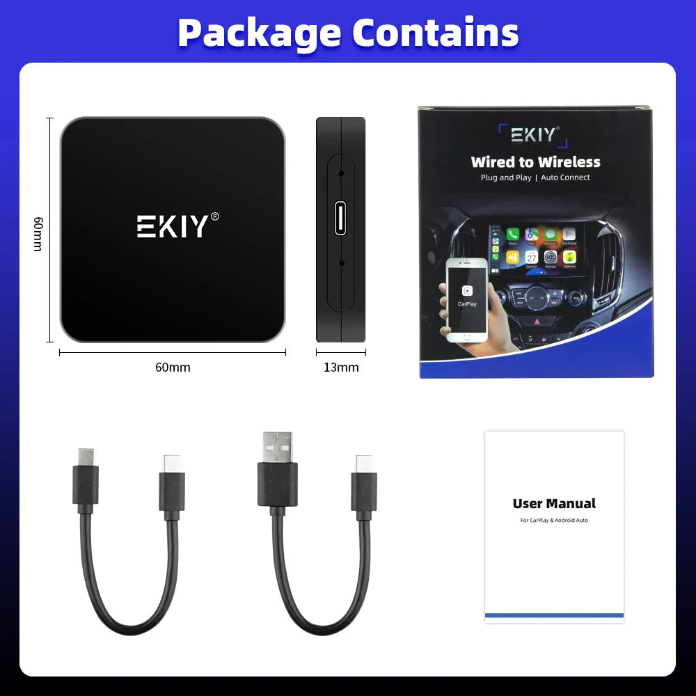 EKIY Mini Wireless CarPlay for Toyota, Mazda, Nissan & More – iOS15 & Bluetooth