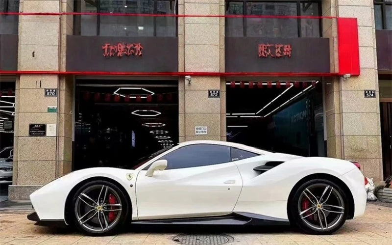 (NOT SOLD TO USA) Real Dry Carbon Fiber Side Splitters for Ferrari 488 GTB – Car Accessories | MotorWorld Marketplace