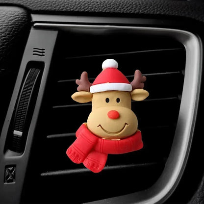 3D Christmas Car Air Vent Aroma Clip – Santa & Elk Resin Decor