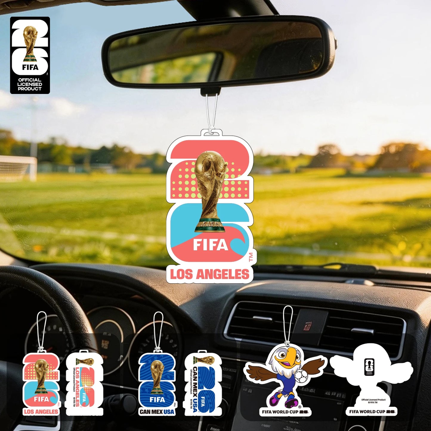 FIFA World Cup 2026 Official 3 Pack Car Air Freshener with Trophy Mascot & Host City Design, Long Lasting Scent for Car & Home FBAF15 – Car Accessories | MotorWorld Marketplace
