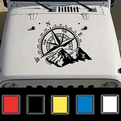 Autocollant de capot de voiture avec boussole de montagne
