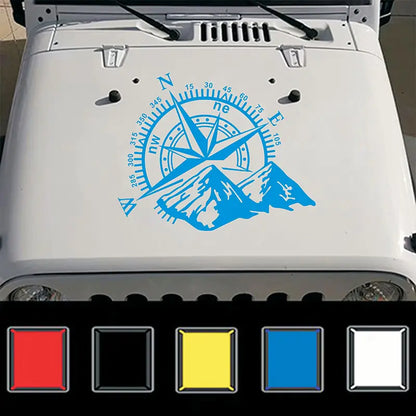 Autocollant de capot de voiture avec boussole de montagne