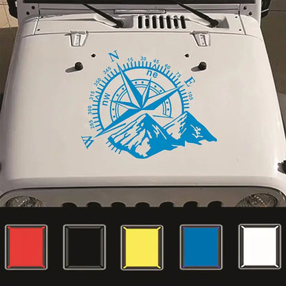 Autocollant de capot de voiture avec boussole de montagne