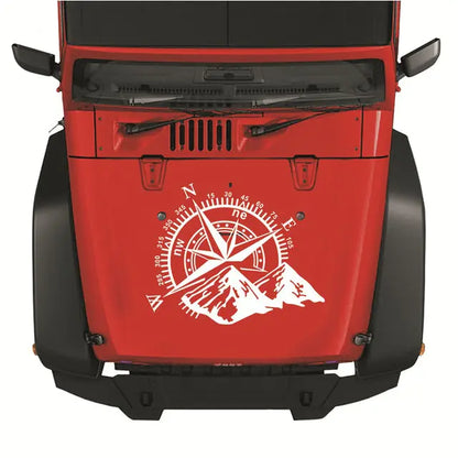 Autocollant de capot de voiture avec boussole de montagne