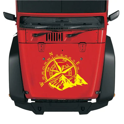 Autocollant de capot de voiture avec boussole de montagne