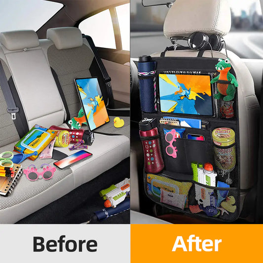 Backseat Organizer with Touch Screen & Tablet Holder